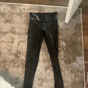 Spanx black leather leggings barely worn